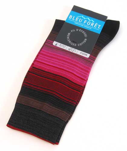 Bleu Forêt - Micro Stripes Socks - Red/Maroon